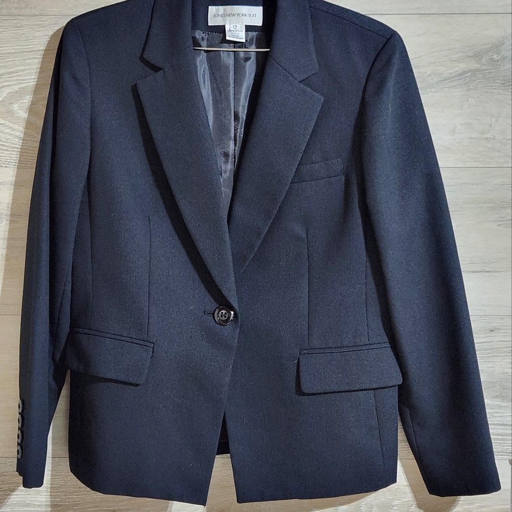 2-Piece Women's - Jones New York Black Blazer Professional Suit Jacket & Pants